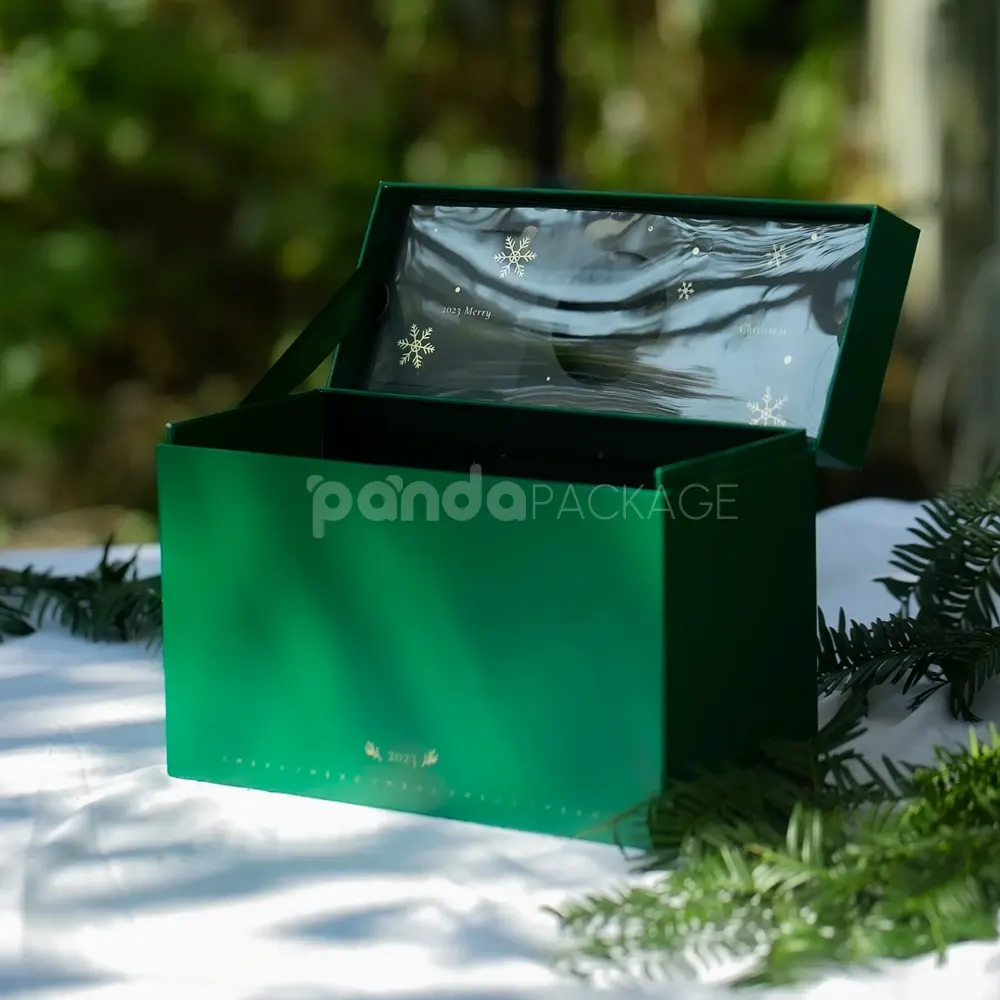 Dark green magnetic rigid box with flip lid for elegant packaging