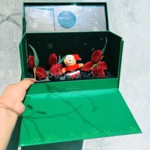 Dark green magnetic rigid box with flip lid for elegant packaging
