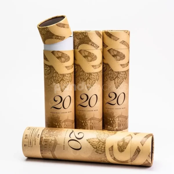 Embossed Kraft Rigid Paper Tube with Vintage Print