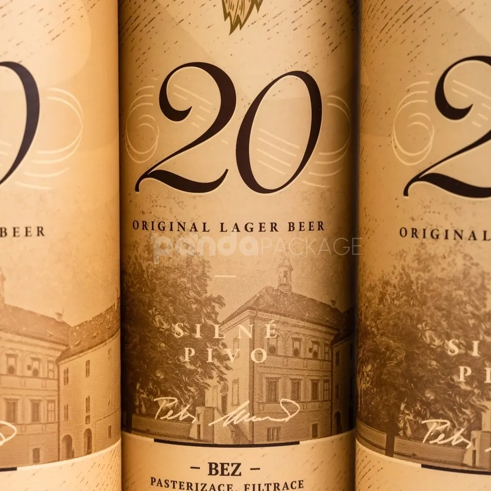Embossed kraft rigid paper tube with vintage hop print and white inner wall