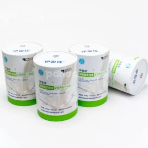 Green and white rigid paper tube for nutritional formula packaging