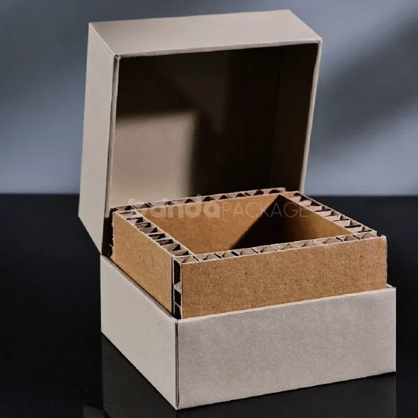 Gray Rigid Box with Honeycomb Insert and Lid