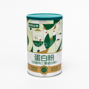 Round paper tube packaging with green plastic lid