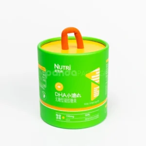 Green rigid paper tube with handle for food packaging