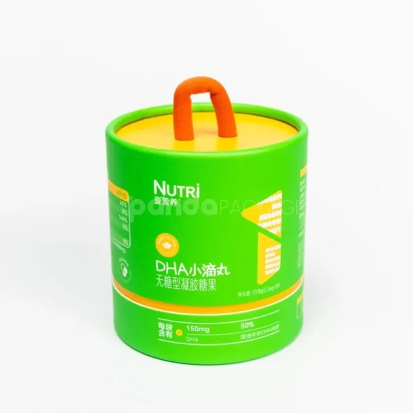 Green Food-Grade Rigid Paper Tube with Handle
