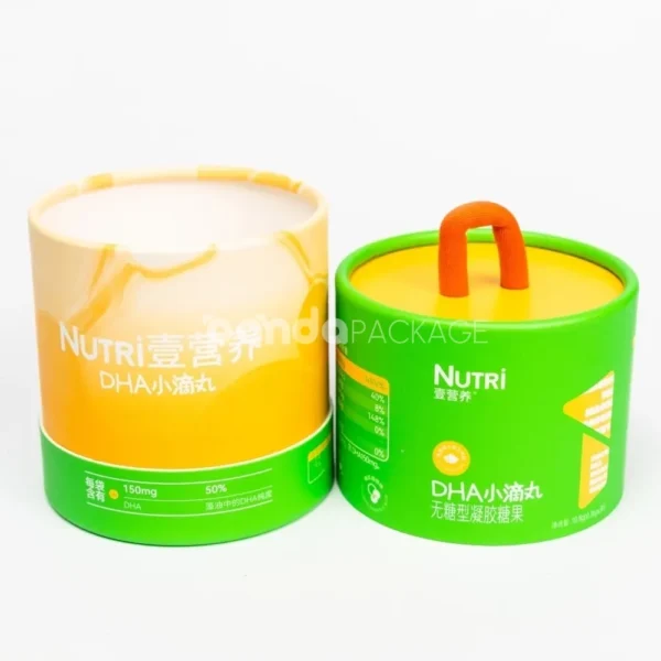 Green Food-Grade Rigid Paper Tube with Handle