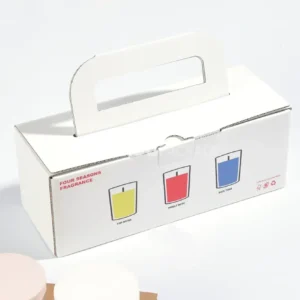Corrugated paper box with built-in handle and tray