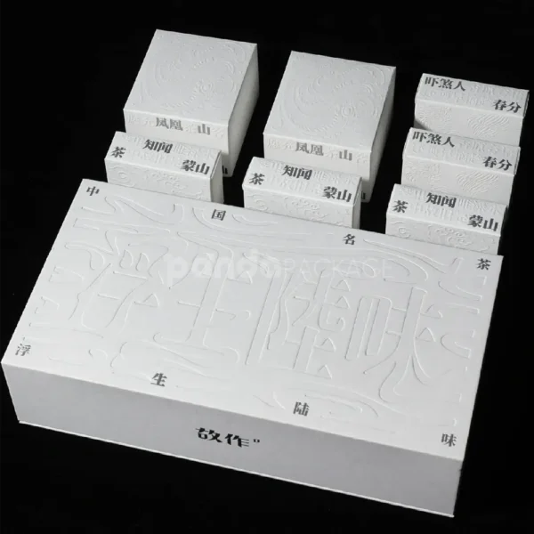 Ivory Embossed Rigid Flip Box with Inserts