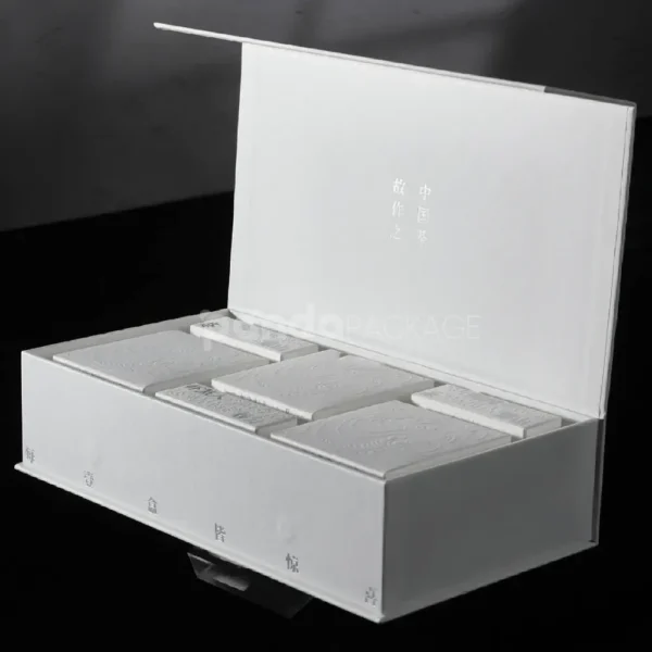 Ivory Embossed Rigid Flip Box with Inserts