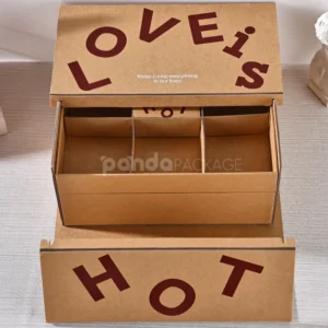 Kraft drawer box with layered compartments and dividers