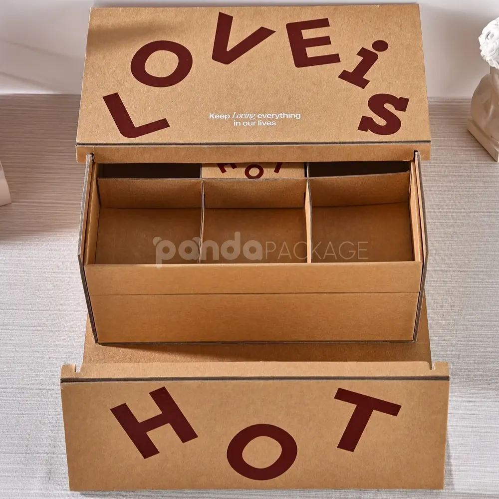 Kraft drawer box with layered compartments and dividers