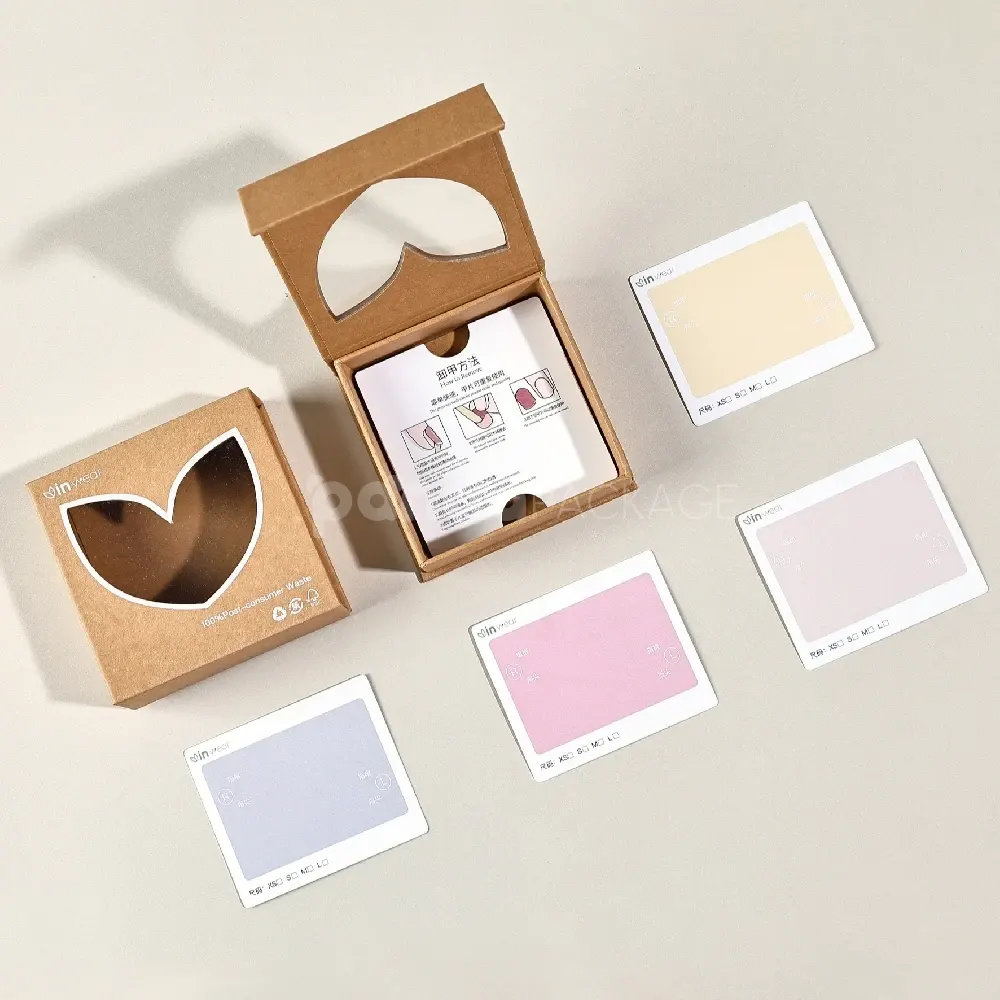 Eco-friendly kraft rigid box with magnetic flip lid and clear leaf-shaped window