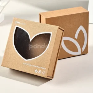 Eco-friendly kraft rigid box with magnetic flip lid and clear leaf-shaped window