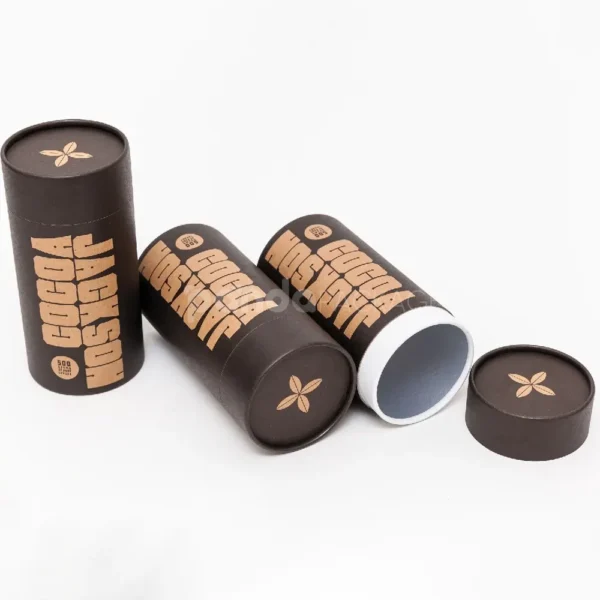 Matte Black Two-Piece Lid Cardboard Tube with Gold Foil Print