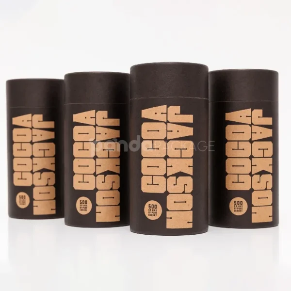 Matte Black Two-Piece Lid Cardboard Tube with Gold Foil Print
