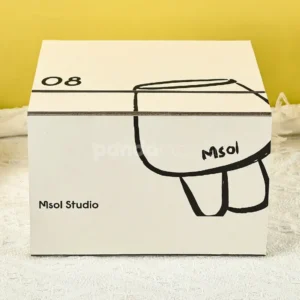 Minimalist dual flip lid rigid gift box in white with printed art graphics