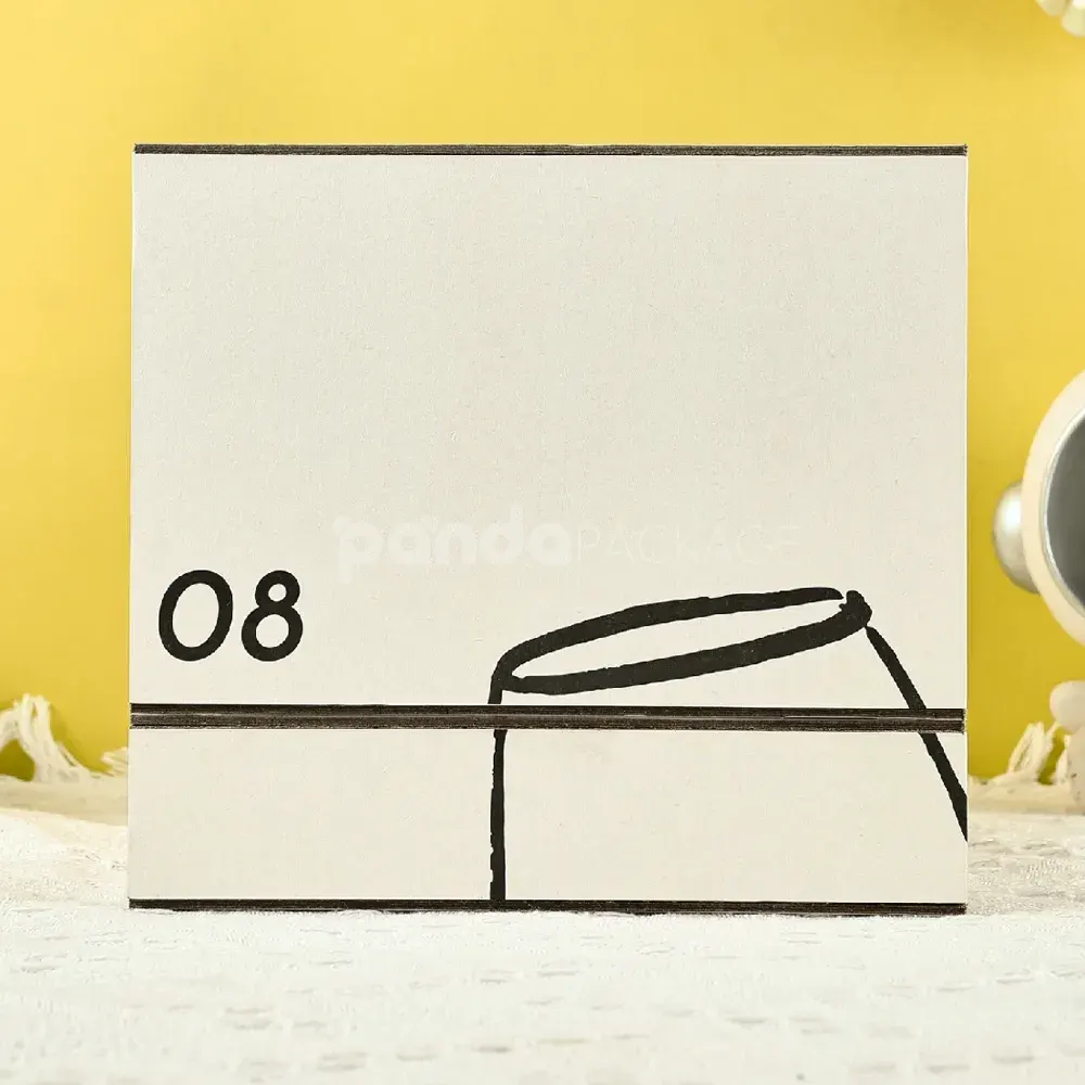 Minimalist dual flip lid rigid gift box in white with printed art graphics