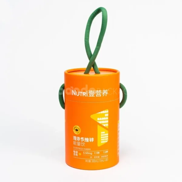 Orange Food-Grade Rigid Paper Tube with Handle