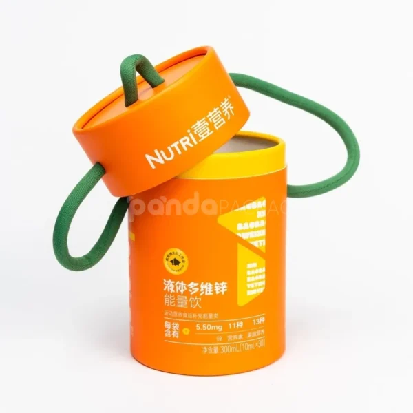 Orange Food-Grade Rigid Paper Tube with Handle