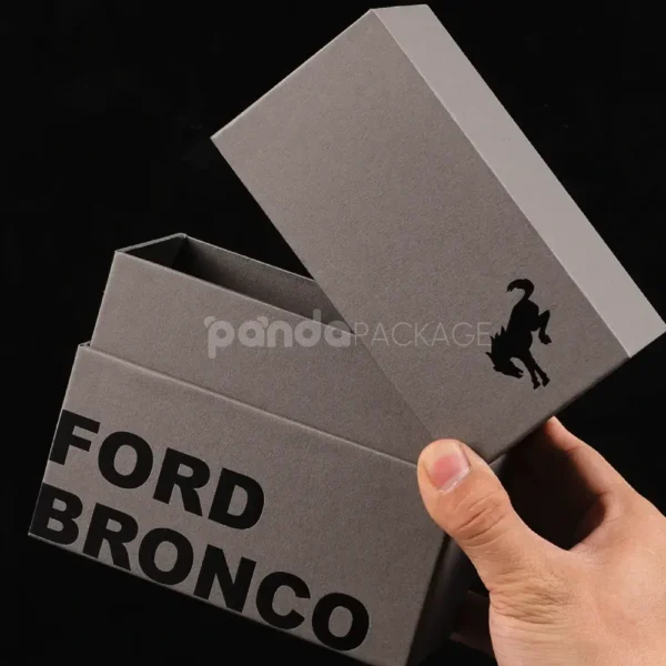 Textured Lift-Off Rigid Box with Black Foil Stamping