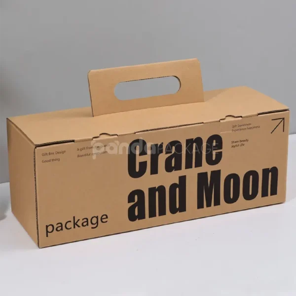 Foldable Kraft Handle Box with Black Typography