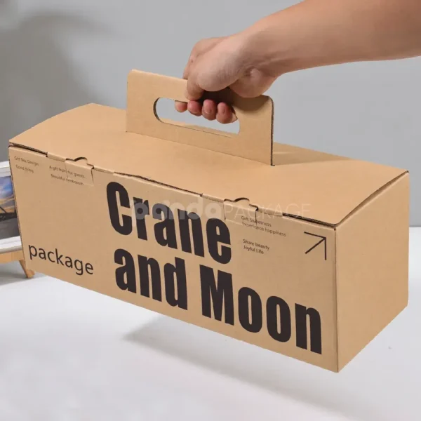 Foldable Kraft Handle Box with Black Typography
