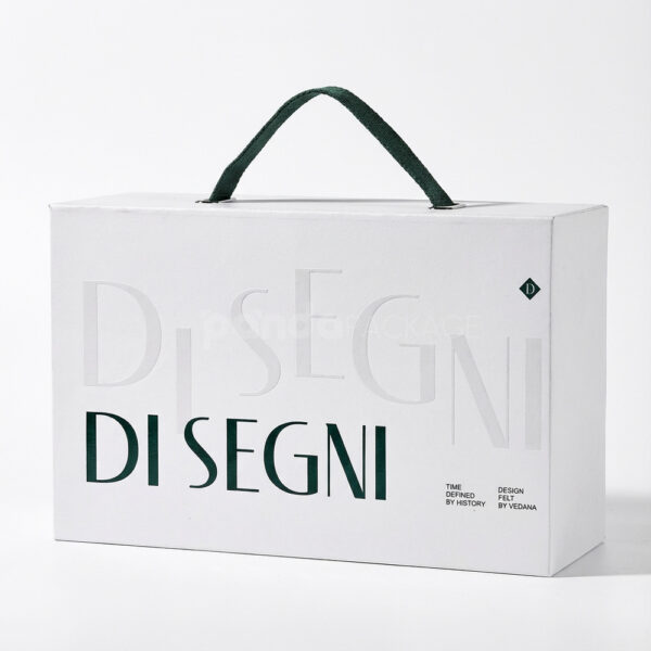 White Book Style Rigid Sample Display Box with Handle