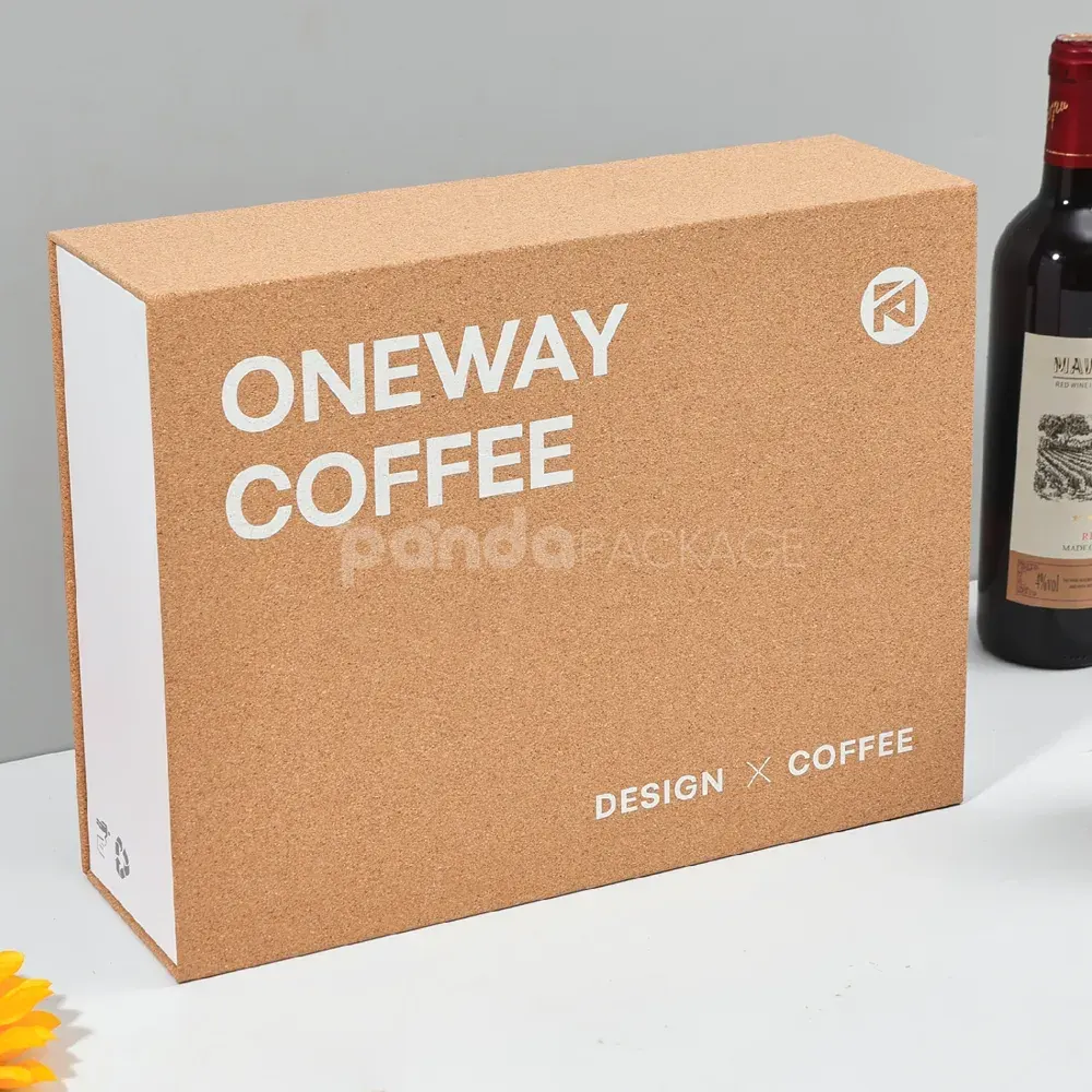 Eco-friendly flip lid paperboard box with cork texture
