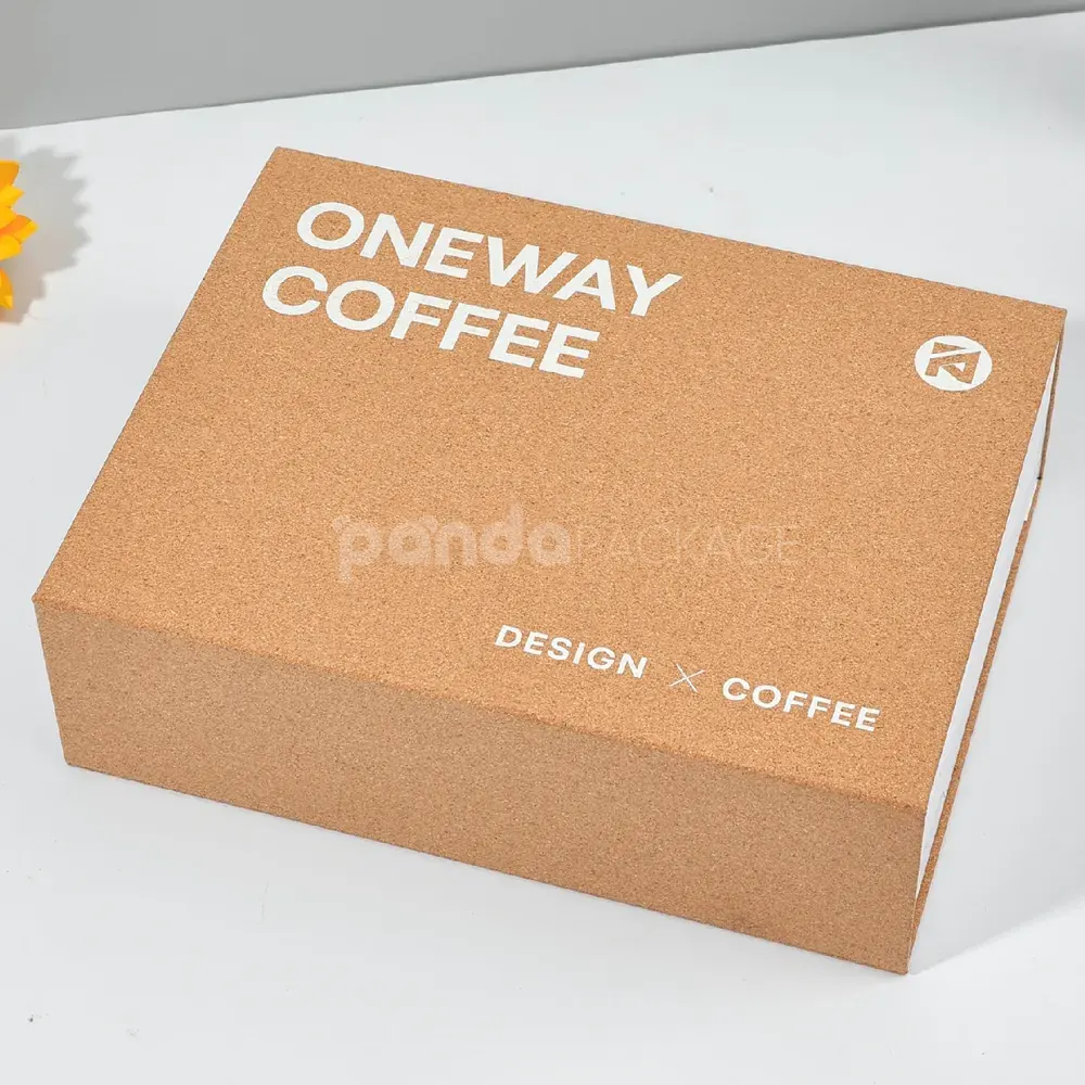 Eco-friendly flip lid paperboard box with cork texture