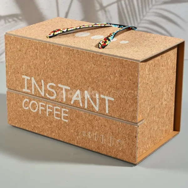 Foldable Kraft Double Tuck Box with Cork Pattern and Handle