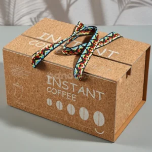 Foldable kraft double tuck box with cork pattern and colorful handle