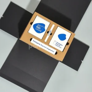 Foldable kraft double tuck box with cork pattern and colorful handle