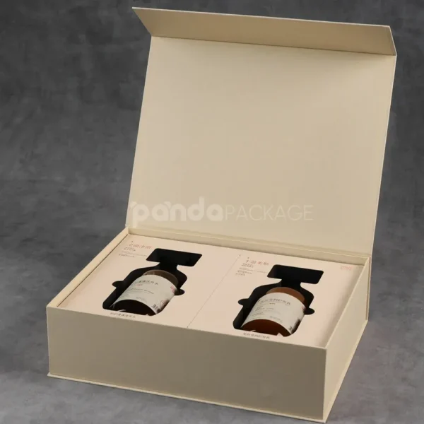 Beige Rigid Flip Lid Box with Foam Insert