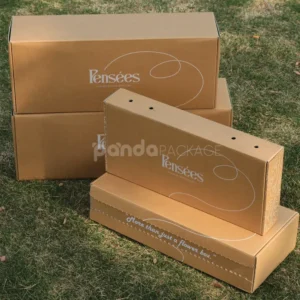 foldable kraft mailer box with printed inner design and handle holes