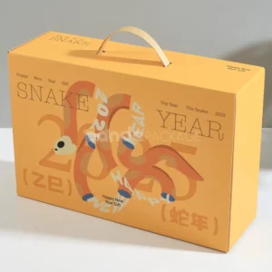 foldable kraft mailer box with divider insert and handle in orange print