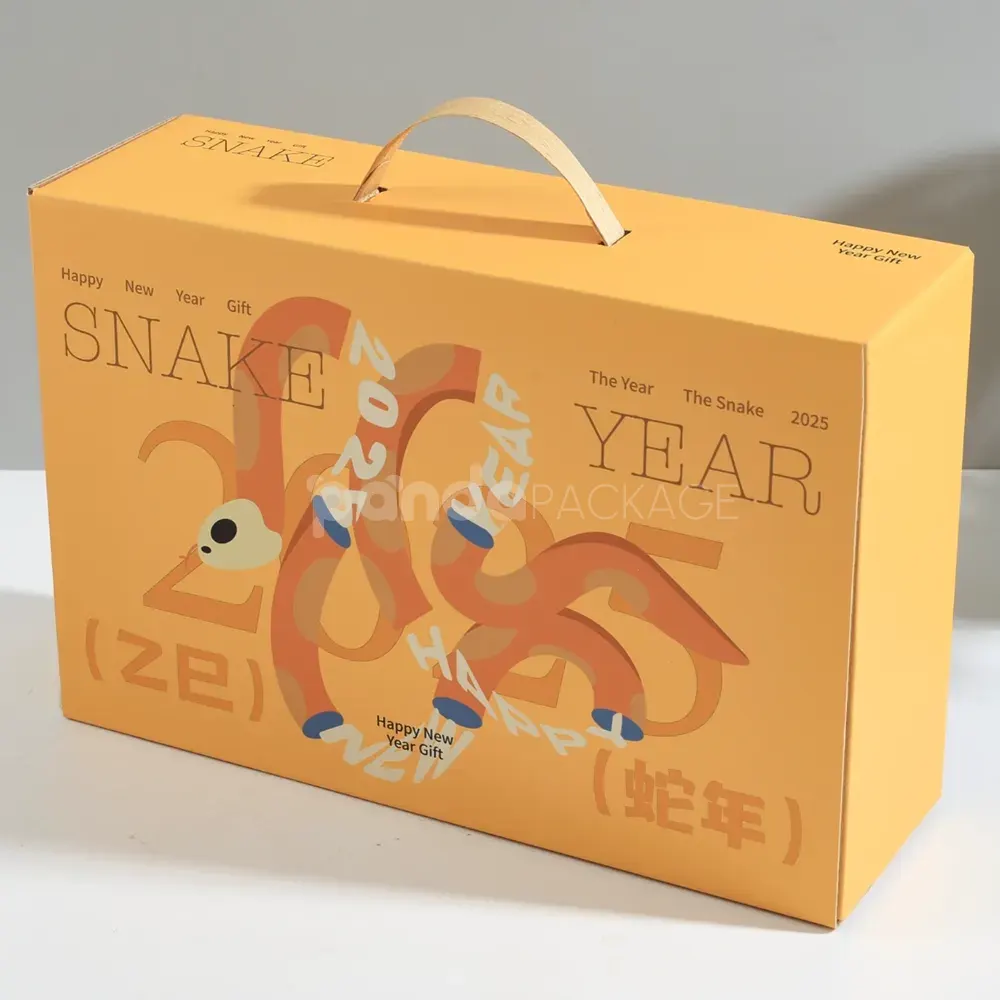 foldable kraft mailer box with divider insert and handle in orange print