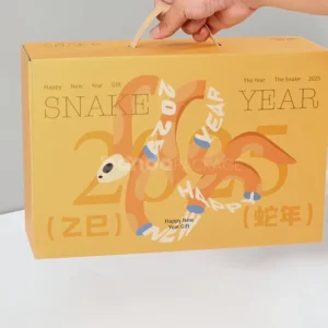 foldable kraft mailer box with divider insert and handle in orange print