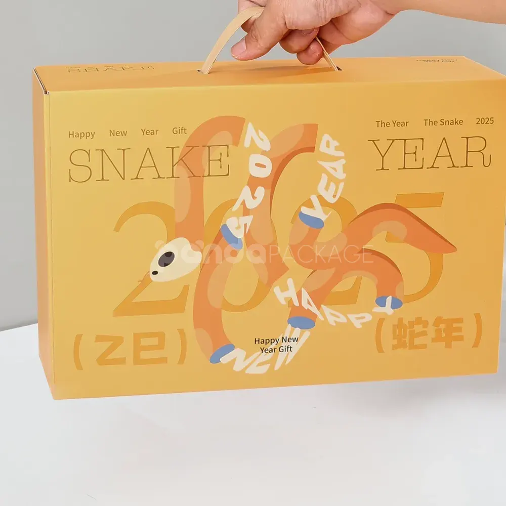 foldable kraft mailer box with divider insert and handle in orange print