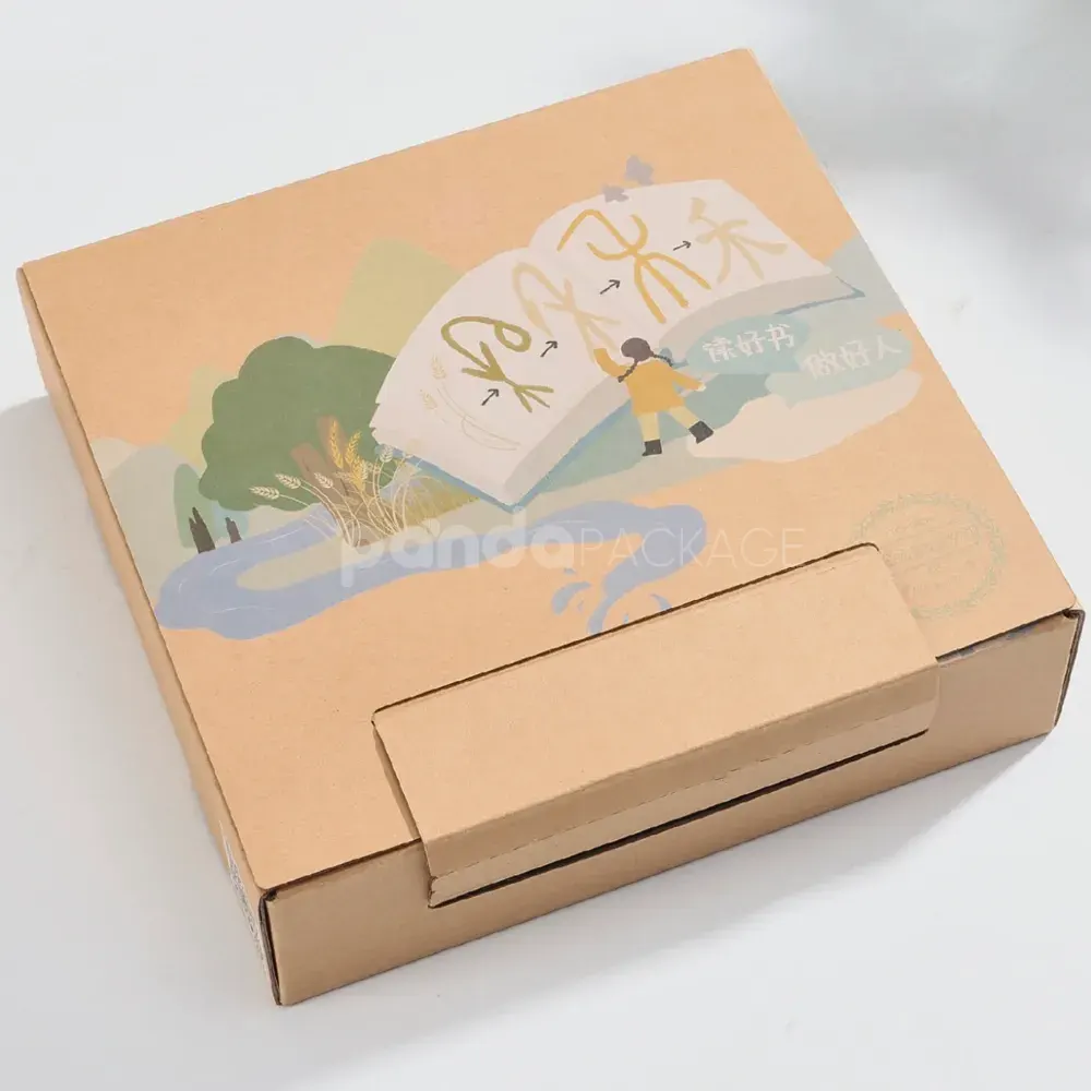 Foldable printed mailer box with tear strip for unboxing