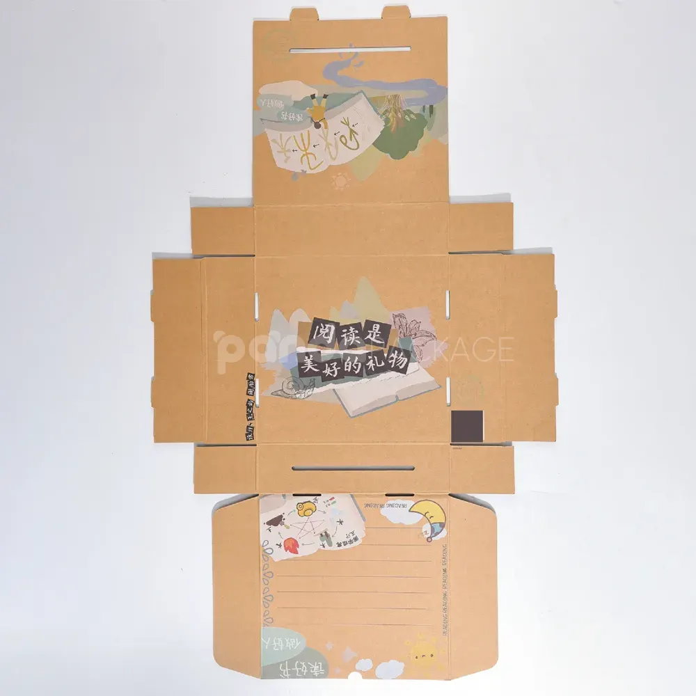 Foldable printed mailer box with tear strip for unboxing