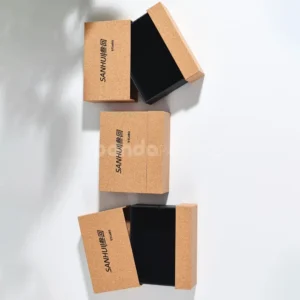 Luxury cork rigid drawer box with black tray insert