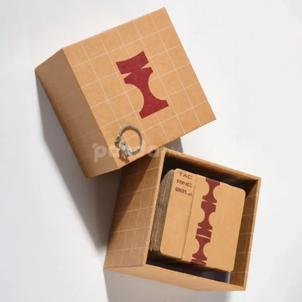 Textured Rigid Lid Box with Layered Insert Cards