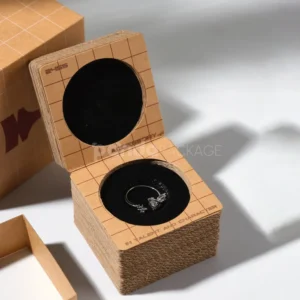 kraft two-piece rigid box with layered paperboard ring inserts