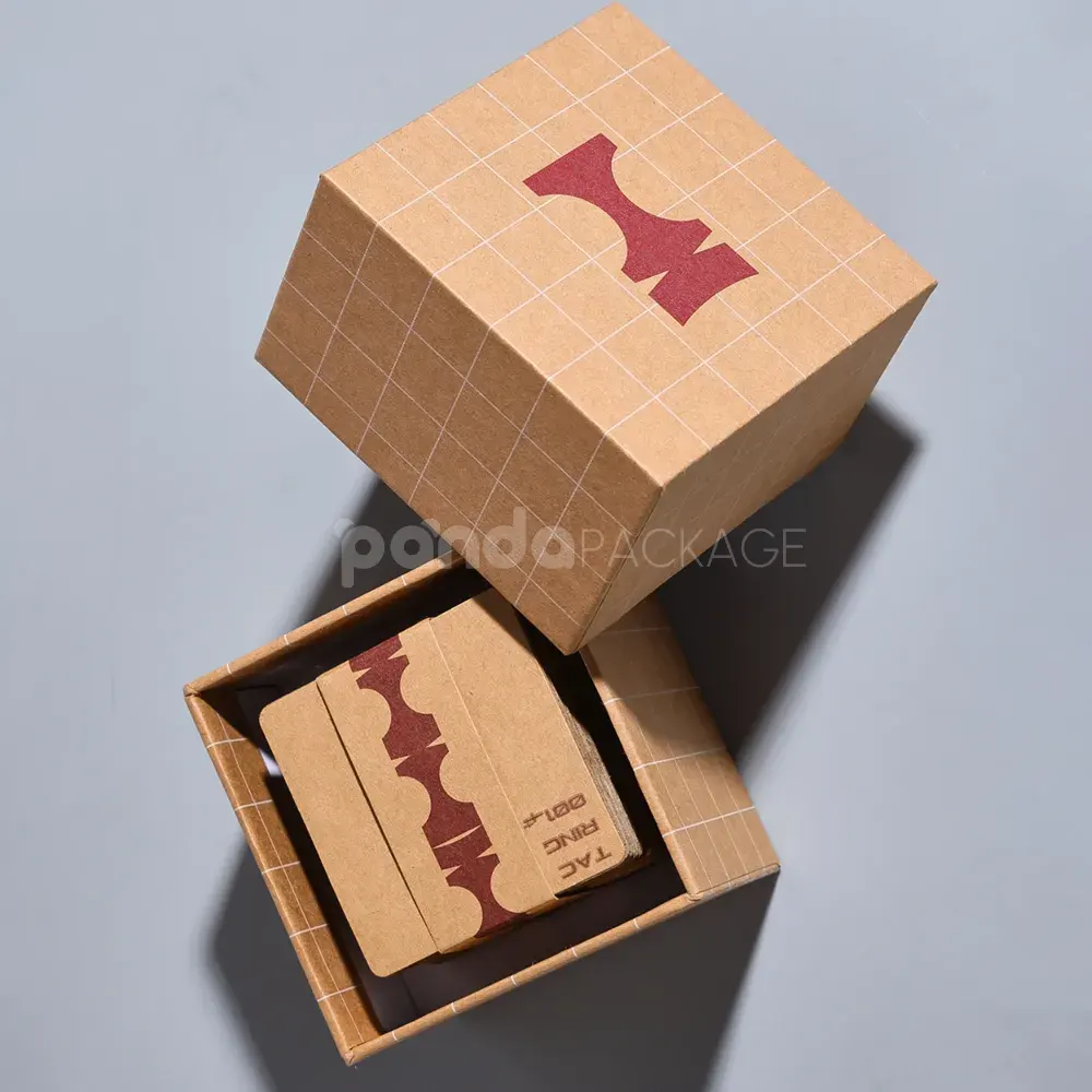 kraft two-piece rigid box with layered paperboard ring inserts