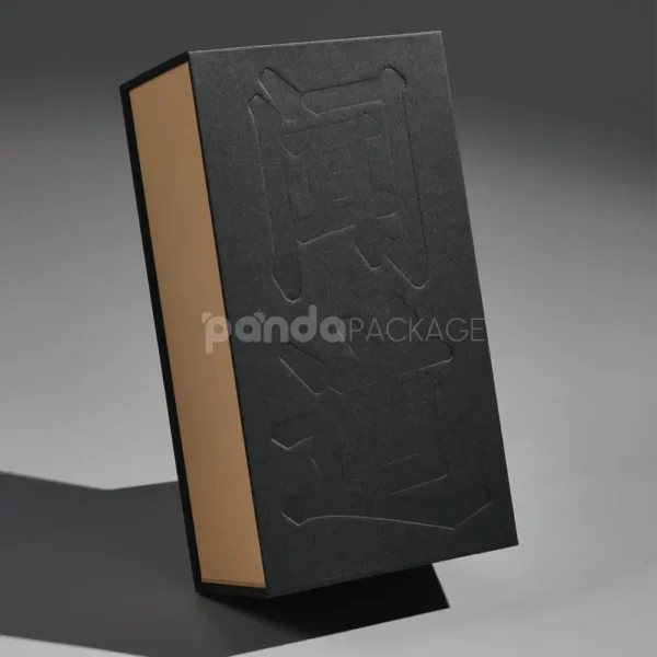 Embossed Black Magnetic Box with Flip-Top Closure