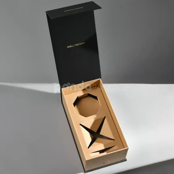 Embossed Black Magnetic Box with Flip-Top Closure