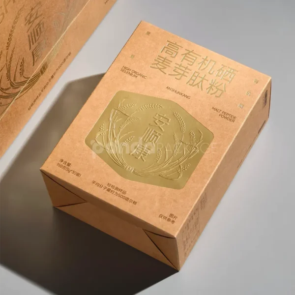 Natural Kraft Double Tuck Box with Foil Stamping
