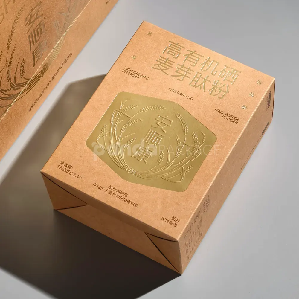 kraft double tuck paperboard box with foil stamping