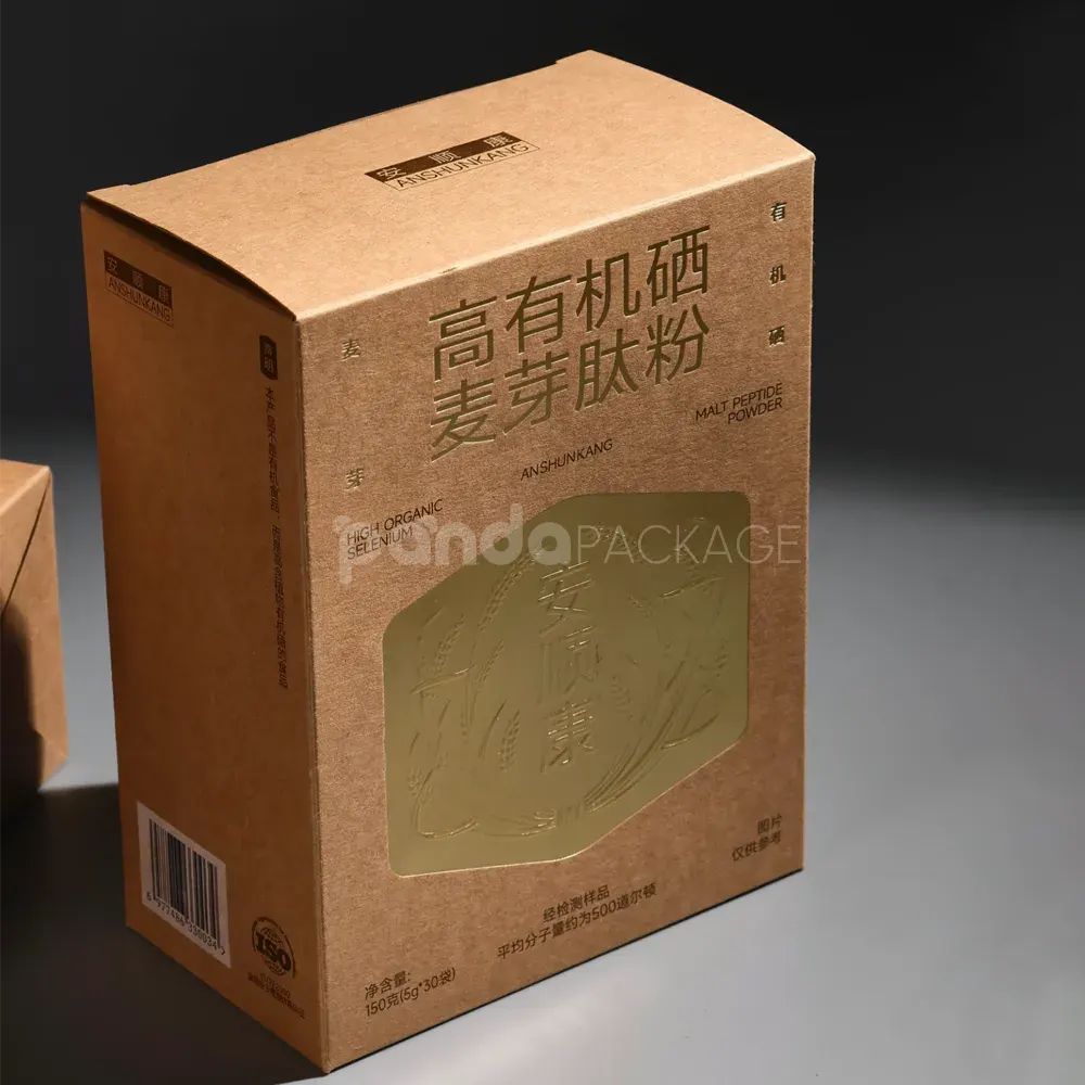 kraft double tuck paperboard box with foil stamping