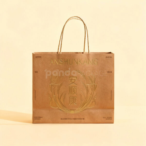 Kraft Paper Bag with Embossed Gold Foil Logo
